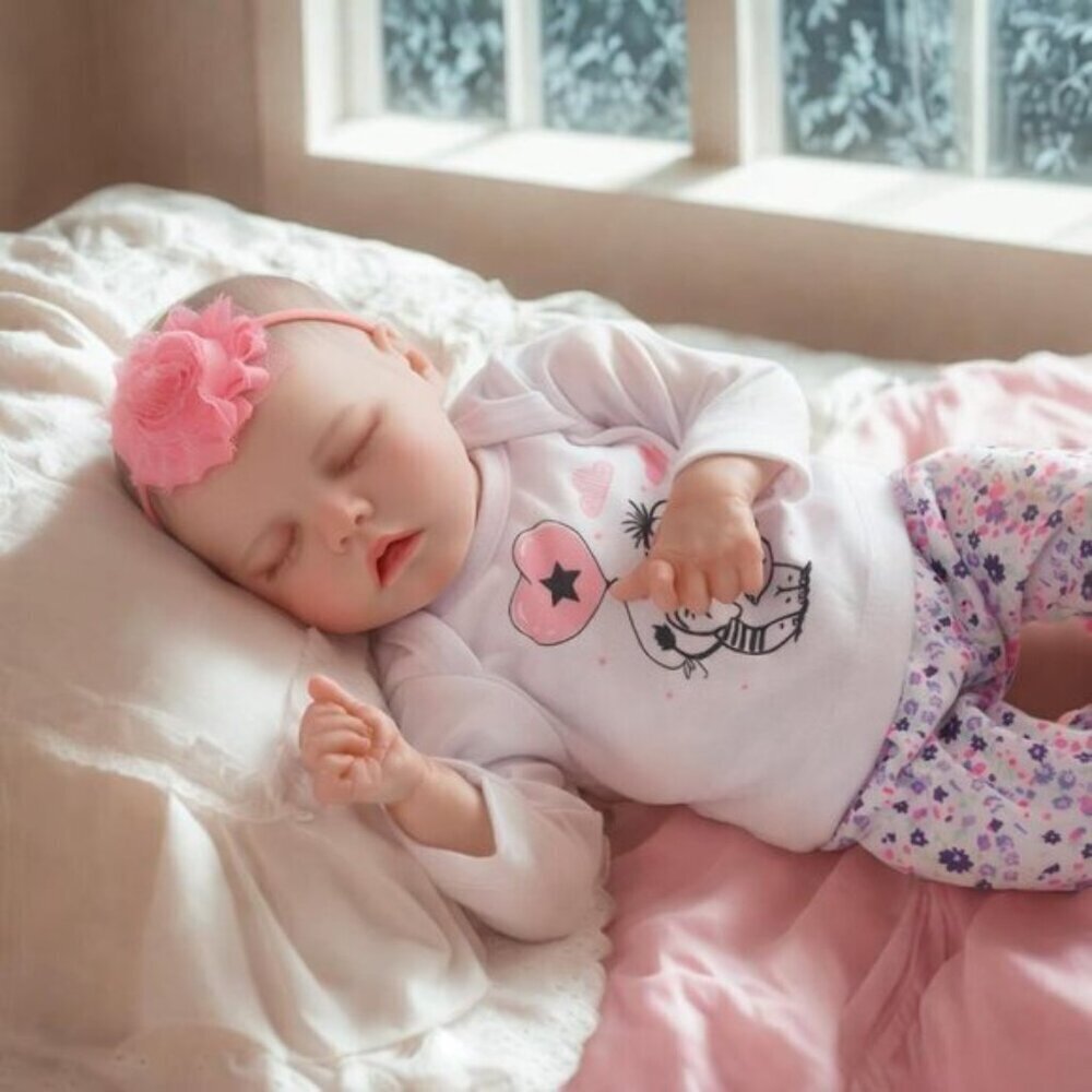 17" Lifelike Reborn Baby Doll Girl – Soft Vinyl, Poseable with Gift Set - Picture 3 of 9